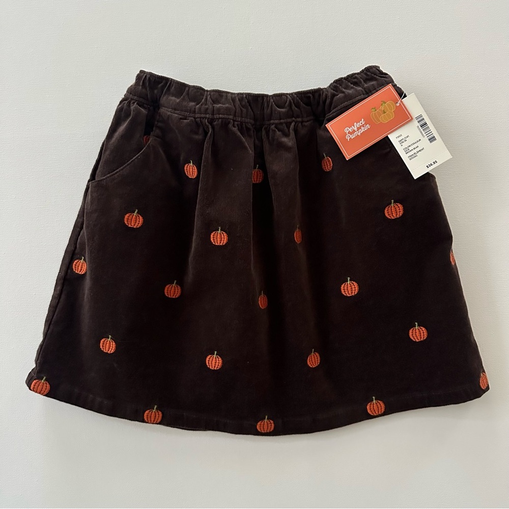 Gymboree Girls 7 Pumpkin Corduroy Skort Skirt NWT Orange Brown Fall